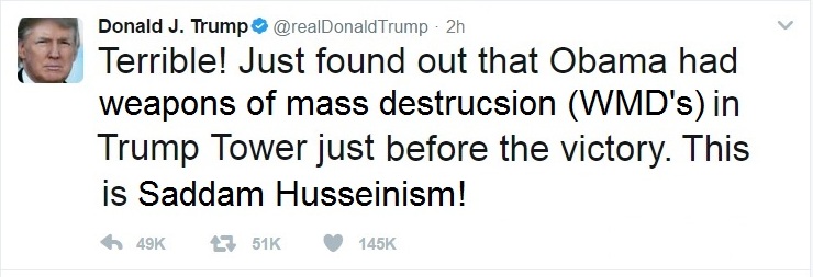 Trump Tweet Obama WMD