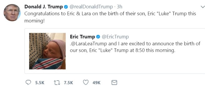 Trump Tweet Grandson