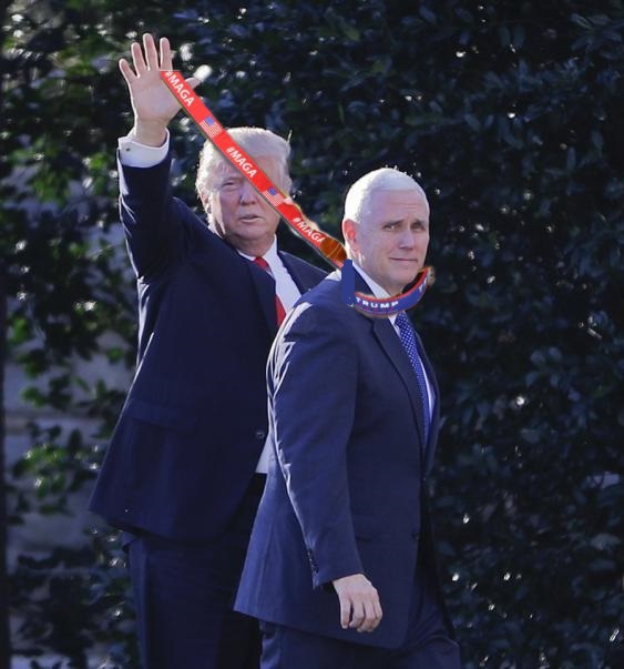 Trump pence walk with leash