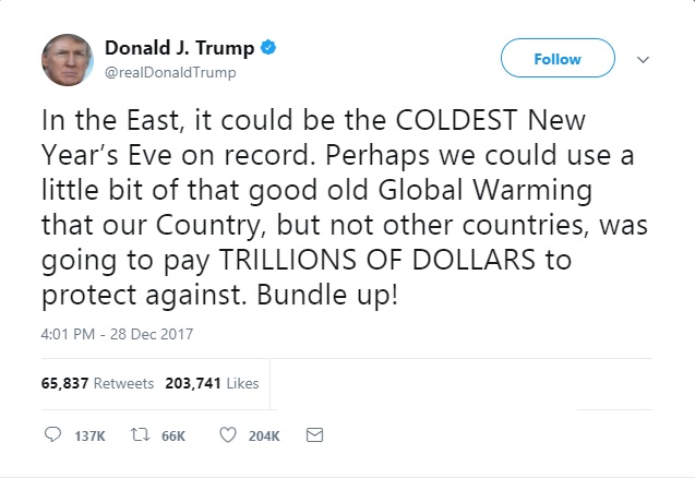 Trump tweet global warming real