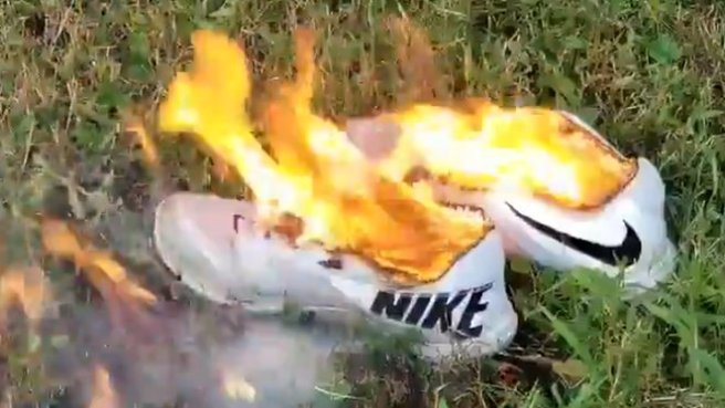 Nike shoes burning
