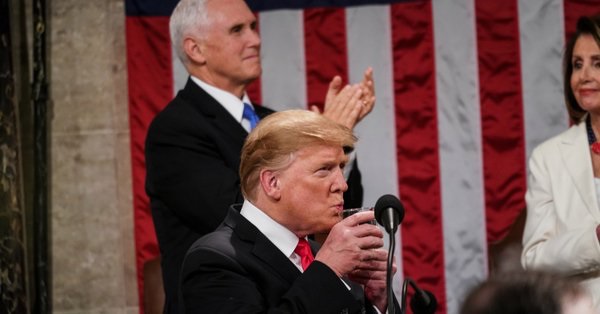 Trump drinking glass